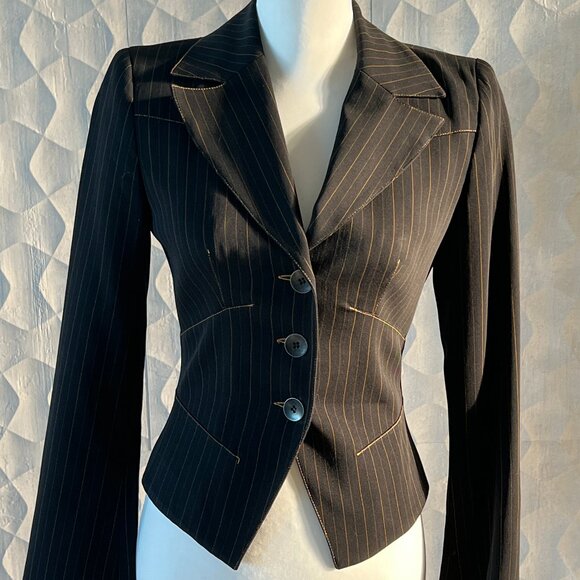 BEBE Vintage Pinstripe Suit - Size 2 - Picture 2 of 8